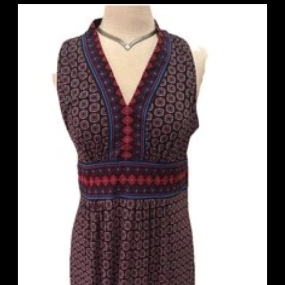 WISP Sleeveless Geometric Print V-Neck Vacation Maxi  Dress Size 12 - Picture 3 of 10